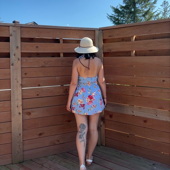 Summer dress, size small, blue with floral pattern. - Picture 6 of 6